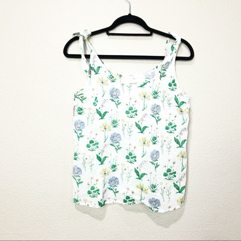 Porridge Floral Knit Tie Shoulder Crop Tank